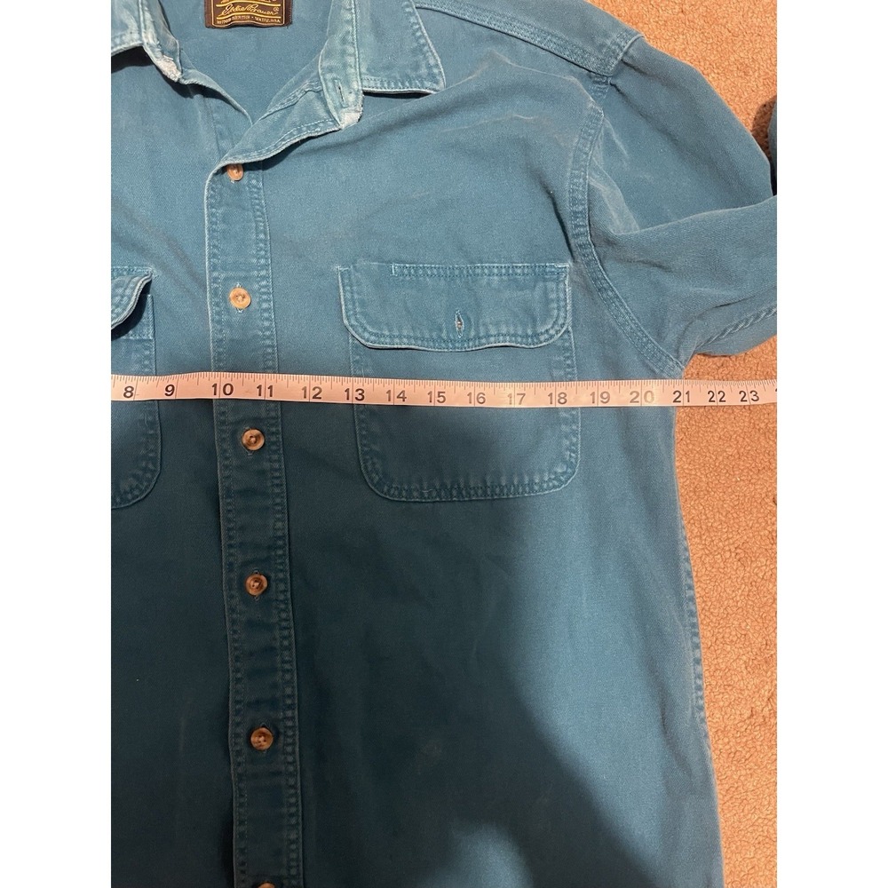 Vintage Eddie Bauer Chamois Work Shirt Mens Medium Green Long Sleeve Heavy 90s - Picture 5 of 9